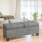 Banc Coffre de Rangement Rembourré de 117 cm avec Cadre en Acier