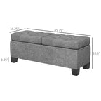 Banc Coffre de Rangement Rembourré de 117 cm avec Cadre en Acier