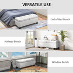 Banc Coffre de Rangement Rembourré de 117 cm avec Cadre en Acier