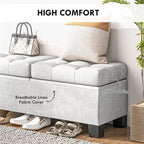 Banc Coffre de Rangement Rembourré de 117 cm avec Cadre en Acier