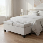 Banc Coffre de Rangement Rembourré de 117 cm avec Cadre en Acier