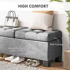 Banc Coffre de Rangement Rembourré de 117 cm avec Cadre en Acier