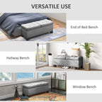 Banc Coffre de Rangement Rembourré de 117 cm avec Cadre en Acier