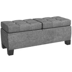 Banc Coffre de Rangement Rembourré de 117 cm avec Cadre en Acier