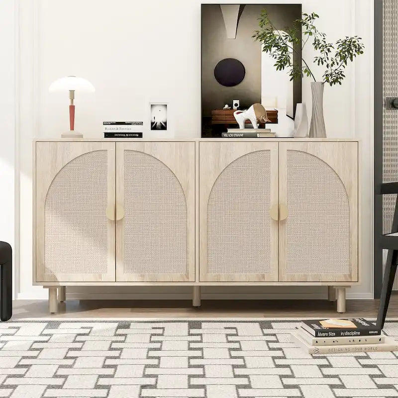 Meuble bas moderne à 4 portes avec étagère réglable