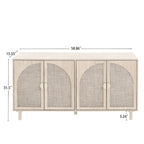 Meuble bas moderne à 4 portes avec étagère réglable