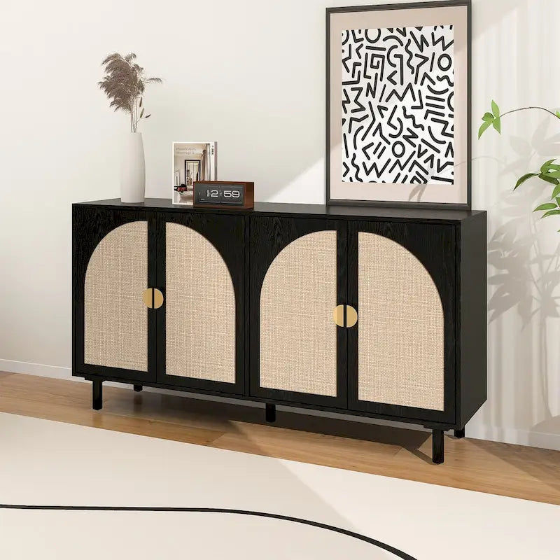 Meuble bas moderne à 4 portes avec étagère réglable