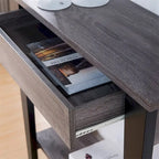 Console moderne avec étagère inférieure et pieds fuselés