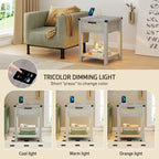 Table d'appoint avec lampe et station de recharge
