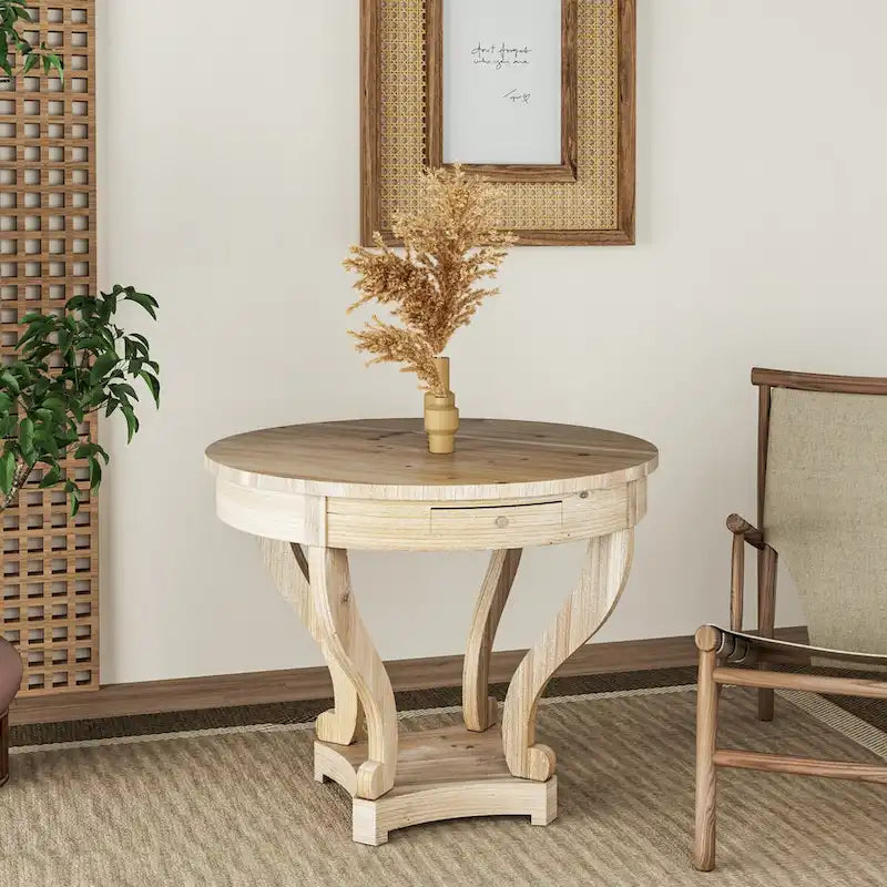 Table à manger ronde de petite taille de style ferme avec pieds incurvés, table d'appoint, table basse pour coin repas, cuisine