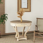 Table à manger ronde de petite taille de style ferme avec pieds incurvés, table d'appoint, table basse pour coin repas, cuisine