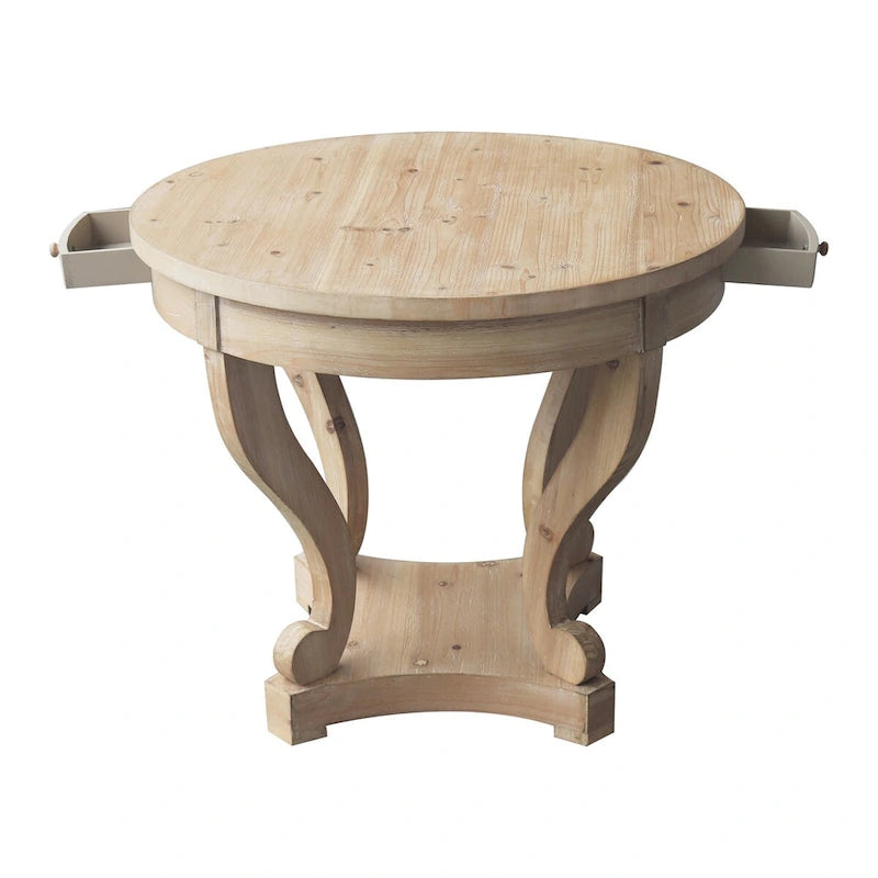 Table à manger ronde de petite taille de style ferme avec pieds incurvés, table d'appoint, table basse pour coin repas, cuisine