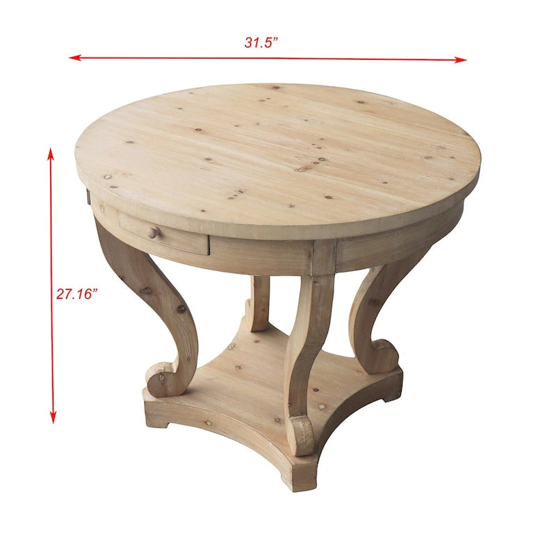 Table à manger ronde de petite taille de style ferme avec pieds incurvés, table d'appoint, table basse pour coin repas, cuisine