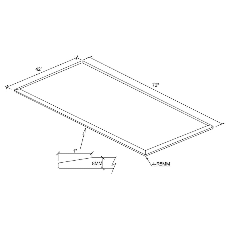 Plateau de table rectangulaire en verre trempé transparent de style décontracté