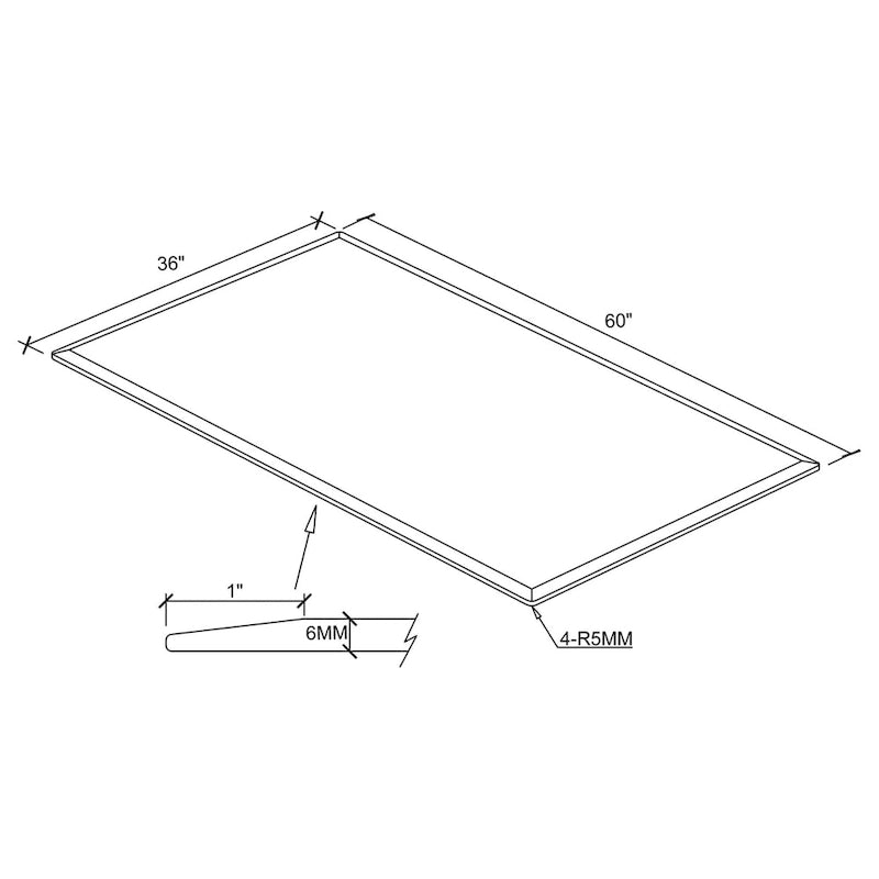 Plateau de table rectangulaire en verre trempé transparent de style décontracté