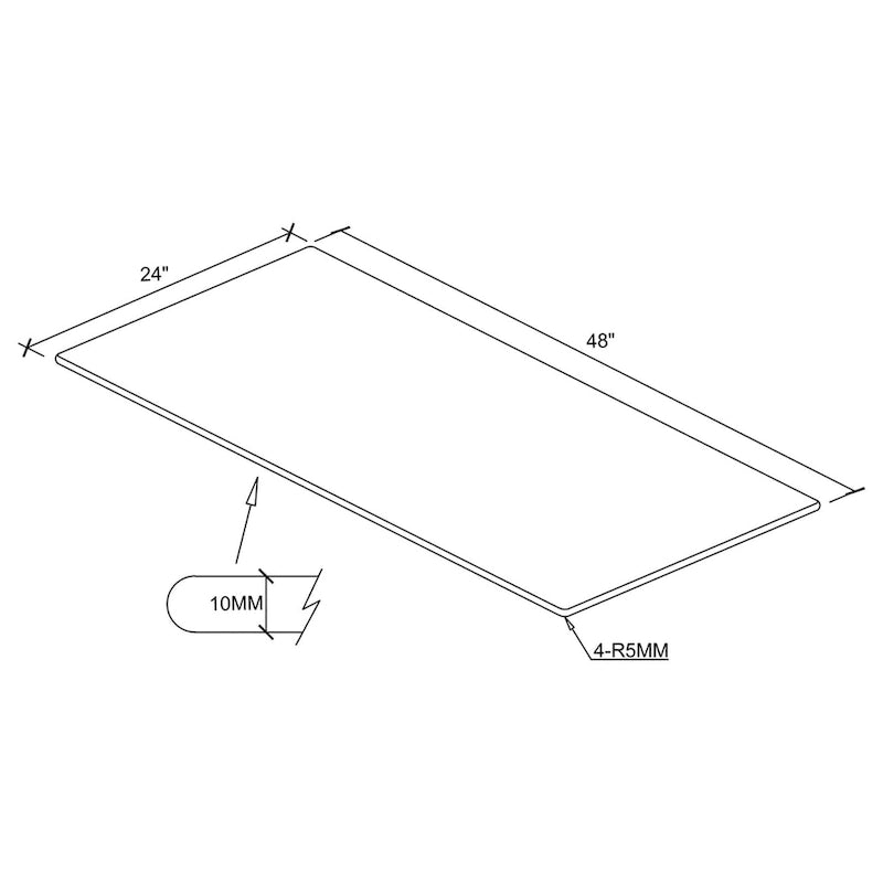 Plateau de table rectangulaire en verre trempé transparent de style décontracté