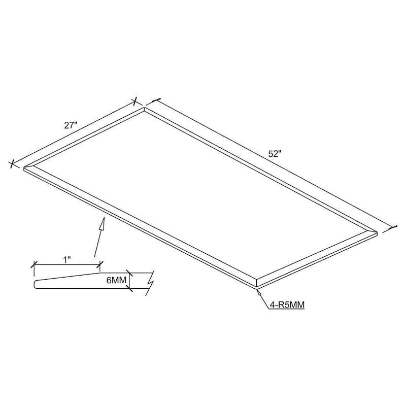 Plateau de table rectangulaire en verre trempé transparent de style décontracté