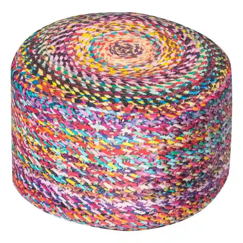 Pouf ottoman rembourré en velours imprimé numérique noué