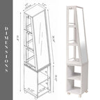 Miroir armoire étagères rotatives Miami White avec base roulante - 13L x 11 3/4l x 61 1/2H