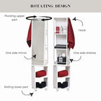 Miroir armoire étagères rotatives Miami White avec base roulante - 13L x 11 3/4l x 61 1/2H