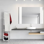 Miroir armoire étagères rotatives Miami White avec base roulante - 13L x 11 3/4l x 61 1/2H