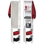 Miroir armoire étagères rotatives Miami White avec base roulante - 13L x 11 3/4l x 61 1/2H