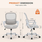 Chaise de bureau ergonomique avec accoudoirs fixes